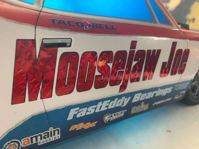 Team Associated DR10 No Prep Drag RC Car. Wanting a 70’s retro look and got it.  Lettering from Joe W, CA