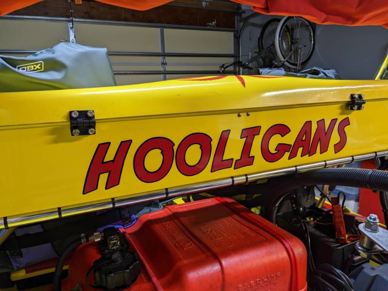2022:Craig Cat Boat storage compartment. Lettering from Christopher  C, SC