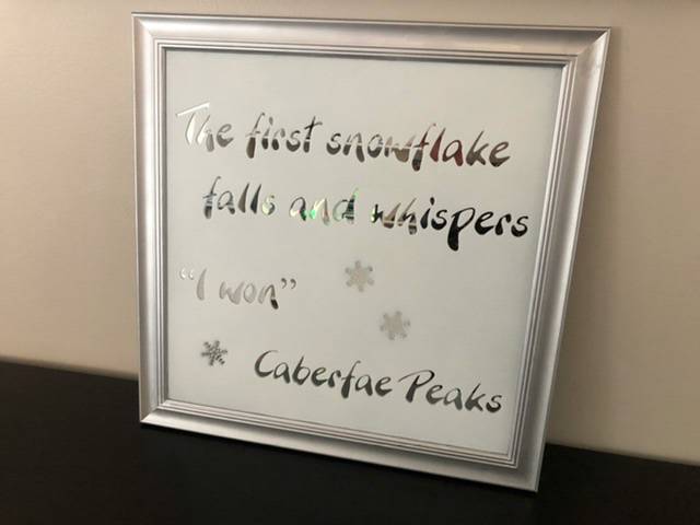 Letters placed on a mirror  then spray painted over it with regular spray paint Lettering from Amanda M, MI