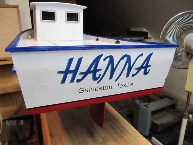 Stern of a radio control shrimp boat model Lettering from Christopher R, NY