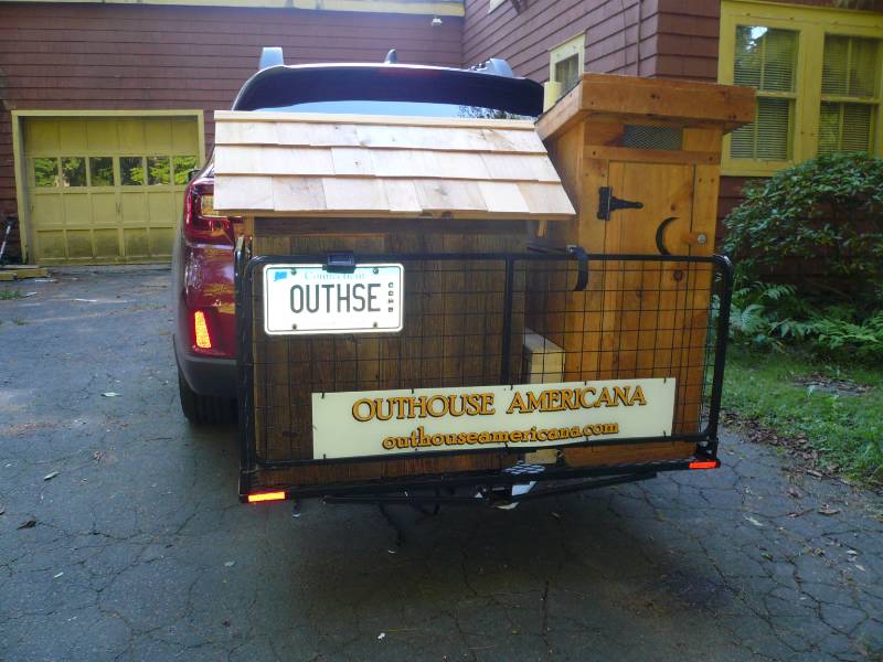 On white colored plexiglass sheet, placed on my cargo carrier rack. Lettering from Georg P, CT