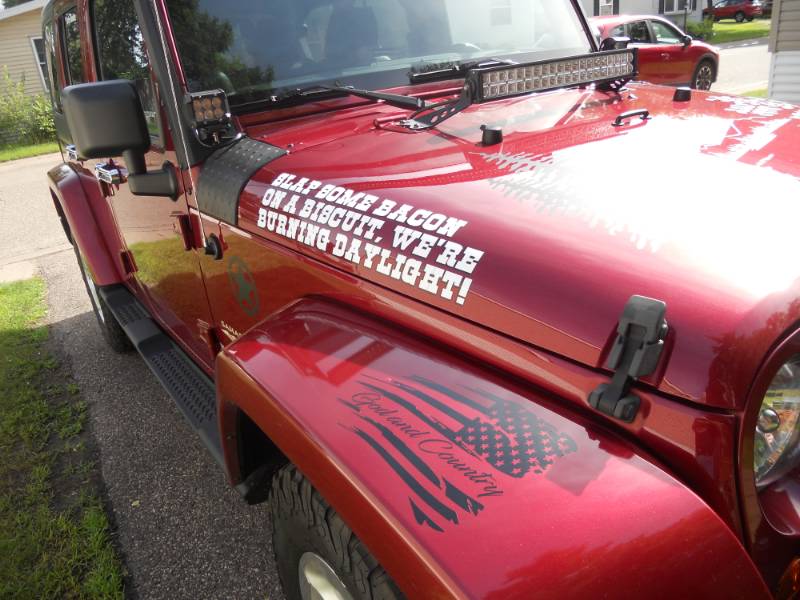 2013 Jeep Wrangler Sahara unlimited 4dr. Fender of my Jeep Lettering from Brandon  Y, MN