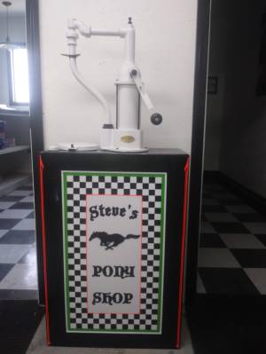 Antique oil dispensing tank. Restored with my company logo Lettering from Steve R, AZ