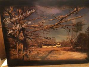 Wood over the top of a photo Lettering from Michele B, IN