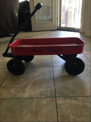 Red rider, 1985 Refinished red flyer wagon Lettering from Cydney V, AZ