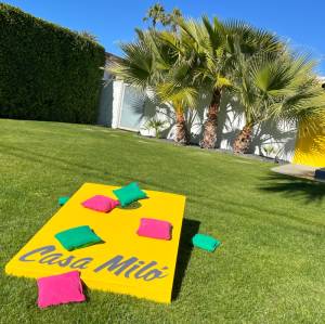 Painted and sealed cornhole boards Lettering from Mark F, CA