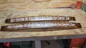 Wine barrel staves art project Lettering from George K, WI