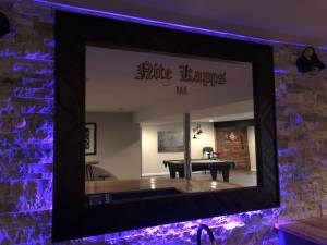 Mirror over home bar Lettering from Steven K, KY