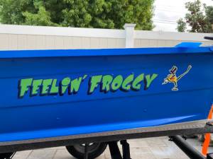Refurbished 1984 Grumman 12’ aluminum v-hull Boat Lettering from Robert M, CA