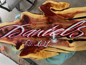Cedar wood  Lettering from Tyson H, IA