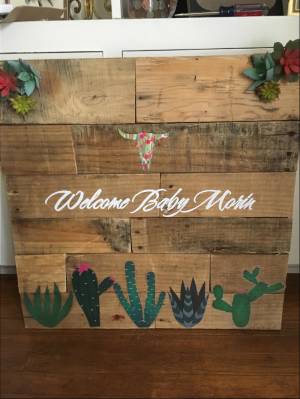 Wood sign.  Lettering from Sylvia F, CA