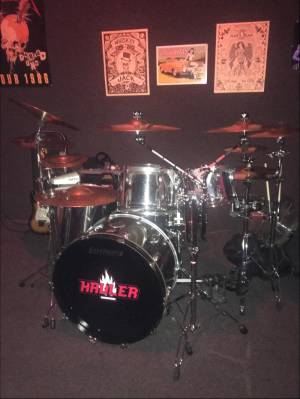 1978 Ludwig drum kit Bass drum head Lettering from John Q, CA