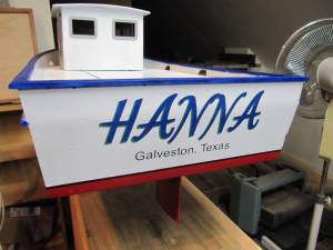 Stern of a radio control shrimp boat model Lettering from Christopher R, NY